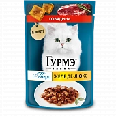 Влажный корм Гурмэ Желе Де-Люкс для кошек, с говядиной в роскошном желе Влажный корм Гурмэ Желе Де-Люкс для кошек, с говядиной в роскошном желе