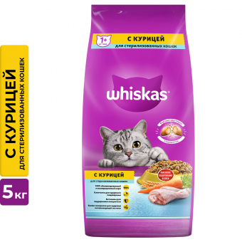 Корм Whiskas для стерилизованных котов и кошек с курицей