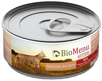 Банки BioMenu kitten для котят паштет мясное ассорти