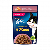 Паучи Felix Sensations для кошек с лососем в желе со вкусом трески