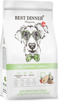 Корм Best Dinner Medium & Maxi монобелковый для собак средних и крупных пород с рыбой и киноа