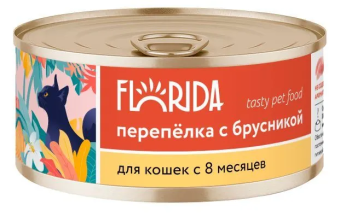 Консервы Florida для кошек с перепёлкой и брусникой