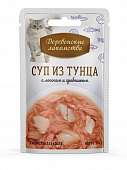 Паучи Деревенские Лакомства для кошек суп из тунца с лососем и гребешком
