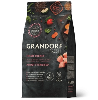 Сухой корм Grandorf Fresh Cat Turkey Sterilised для стерелизованных кошек, индейка и батат