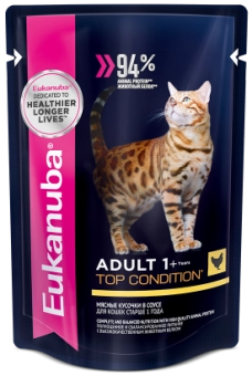 Eukanuba Adult Top Condition влажный рацион из курицы в соусе для взрослых кошек
