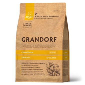 Корм Grandorf Adult Dog 4 Meat Probiotic Mini для собак мини пород 4 мяса с пробиотиками, низкозерновой