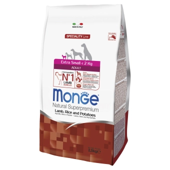 Корм Monge Dog Speciality Line Extra Small корм для взрослых собак миниатюрных пород ягненок с рисом и картофелем