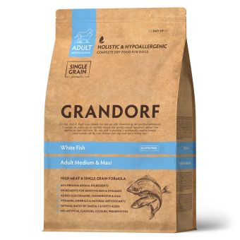 Корм Grandorf Adult Dog White Fish Med&Maxi для собак средних и крупных пород с белая рыбой, низкозерновой