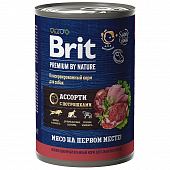 Банки Brit Premium by Nature для собак всех пород с мясным ассорти и потрошками