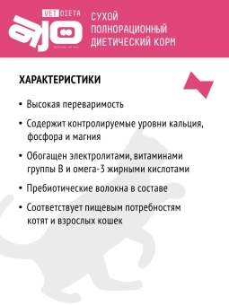 Корм Ajo Vet Dieta Gastro диетический корм для кошек при нарушениях пищеварения