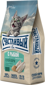 Корм Счастливый Кот для взрослых и стерилизованных кошек с рыбой