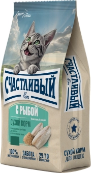 Сухой корм Счастливый Кот для взрослых и стерилизованных кошек, рыба