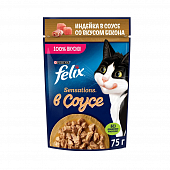Паучи Felix Sensations в удивительном соусе для кошек, индейка с беконом