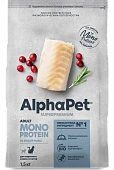 Корм Alphapet Superpremium Monoprotein для взрослых кошек из белой рыбы