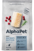 Корм Alphapet Superpremium Monoprotein для взрослых кошек из белой рыбы