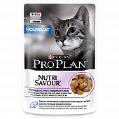 Влажный корм Pro Plan Nutri Savour для взрослых кошек, живущих дома, вкусные кусочки с индейкой, в желе