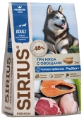 Корм Sirius полнорационный для собак с высокими энергетическими потребностями 3 мяса с...