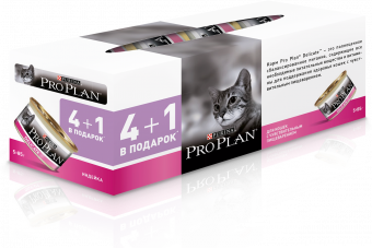 Консервы Pro Plan Delicate для кошек с чувствительным пищеварением с индейкой 4+1