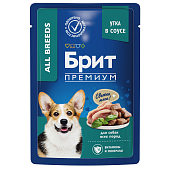 Паучи Brit Premium для взрослых собак всех пород с уткой в соусе