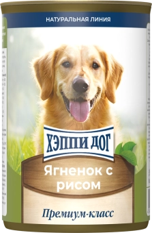 Консервы Хеппи Дог Натуральная Линия для собак с ягнёнком и рисом 