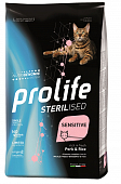 Корм Prolife Sterilised/Sensitive для стерилизованных кошек со свининой и рисом 