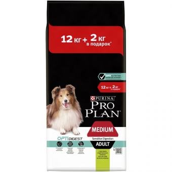 Корм Pro Plan Optidigest для собак средних пород с чувствительным пищеварением ягнёнок ПРОМОПАК