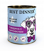 Банки Best Dinner Exclusive Urinary для собак с профилактикой мочекаменной болезни с говядиной и картофелем 340г
