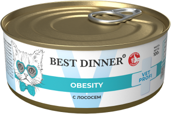 Банки Best Dinner Vet Profi Exclusive Obesity для кошек для снижения и контроля избыточной массы тела с лососем