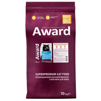 Корм Award Sterilized для стерилизованных кошек с белой рыбой с семян льна, клюквой и цикорием