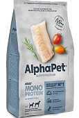 Сухой Корм Alphapet Superpremium Monoprotein для взрослых собак средних и крупных пород с белой рыбой