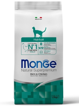 Корм Monge Cat Daily Line Hairball для кошек для выведения шерсти из курицы