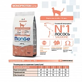 Сухой Корм Monge Cat Speciality Line Monoprotein Adult для взрослых кошек, из лосося