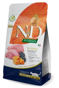 Корм Farmina N&D Adult Grain Free Neutered беззерновой для стерилизованных кошек с ягнёнком, черникой и тыквой