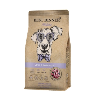 Сухой корм Best Dinner Holistic Sensible Hypoallergenic All Breeds для собак всех пород, телятина и розмарин 