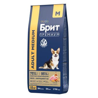 Корм Brit Premium Adult Medium Dog для собак средних пород с курицей