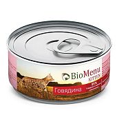 Банки BioMenu kitten для котят мясной паштет с говядиной 95% мясо Банки BioMenu kitten для котят мясной паштет с говядиной 95% мясо