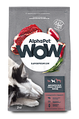 Сухой Корм Alphapet WOW Superpremium для взрослых собак средних пород с говядиной и сердцем