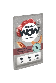 Паучи Alphapet Wow для собак с чувствительным пищеварением с говядиной и томленая тыква