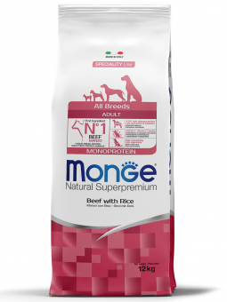 Корм Monge Monoprotein All Breeds Beef and Rice для собак всех пород с говядиной и рисом