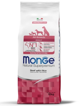 Корм Monge Dog Speciality Line Mono Beef and Rice монопротеиновый для взрослых собак всех пород из говядины с рисом