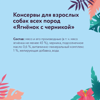 Консервы Florida для собак с ягнёнком и черникой