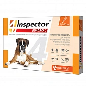 Капли на холку Inspector Quadro от блох, клещей и глистов для собак собак от 25 до 40кг Капли на холку Inspector Quadro от блох, клещей и глистов для собак собак от 25 до 40кг