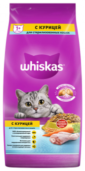 Корм Whiskas для стерилизованных котов и кошек с курицей