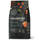 Сухой Корм Grandorf Fresh Cat Salmon Sterilised свежее филе лосося с бататом для...