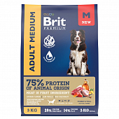 Сухой Корм Brit Premium Dog Adult Medium для собак средних пород с индейкой и телятиной