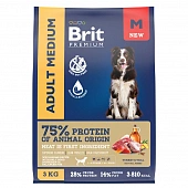 Корм Brit Premium Dog Adult Medium для собак средних пород с индейкой и телятиной