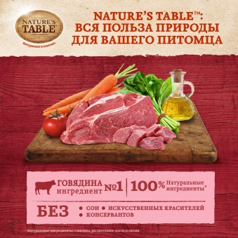 Паучи Nature's Table для взрослых кошек с говядиной в соусе