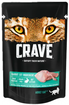 Паучи Crave для взрослых кошек с кроликом