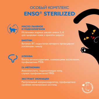 Паучи Enso Sterilized для взрослых стерилизованных кошек кусочки в соусе с форелью