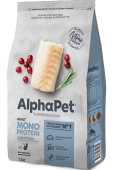 Корм Alphapet Superpremium Monoprotein для взрослых кошек из белой рыбы